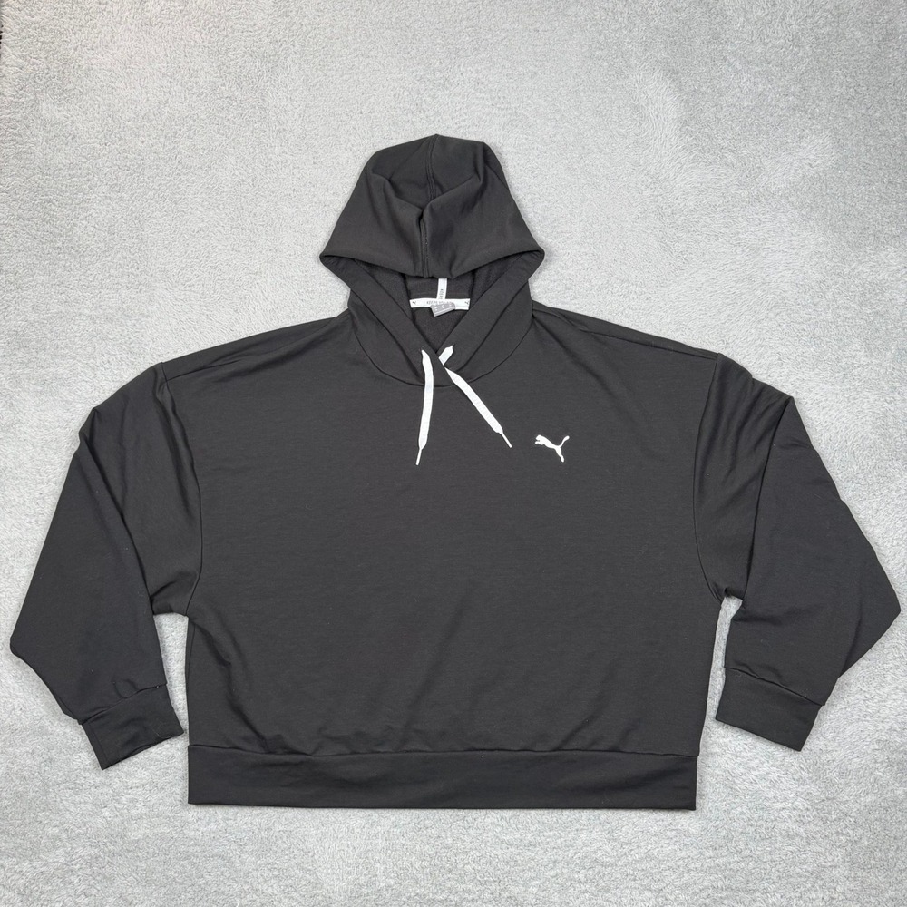 Puma Womens Black Keeps You Dry Cropped Hoodie Relaxed Fit XL Performance Hoodie